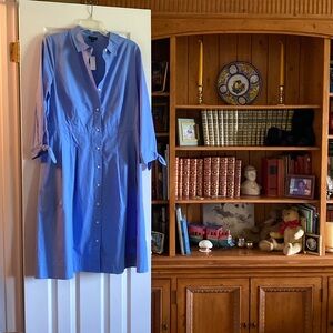 Talbots periwinkle blue 100% cotton 3/4 sleeve dress